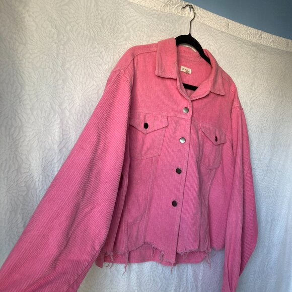 POL Clothing Washed Corduroy Trucker Jacket Pink Size Large - Picture 5 of 13